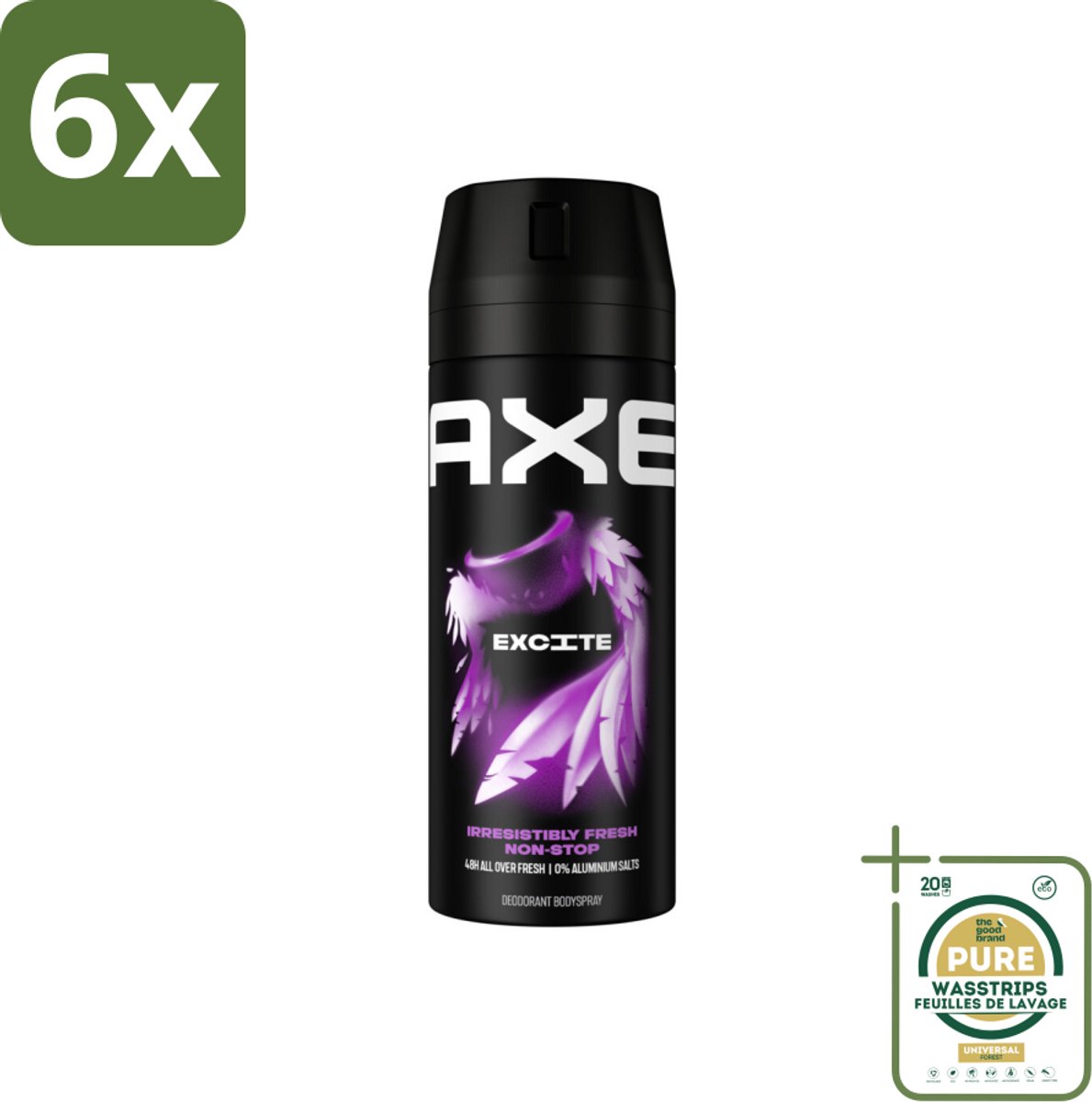 Axe Deodorant Bodyspray Excite 150 ml - Voordeelverpakking - 6 stuks - Axe Excite - Kokosnoot