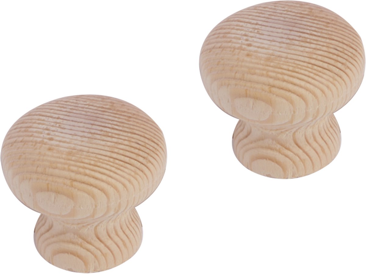 Differnz | Meubelknop Rond - Hol - Paddenstoel - Hout | 30 mm | Hout