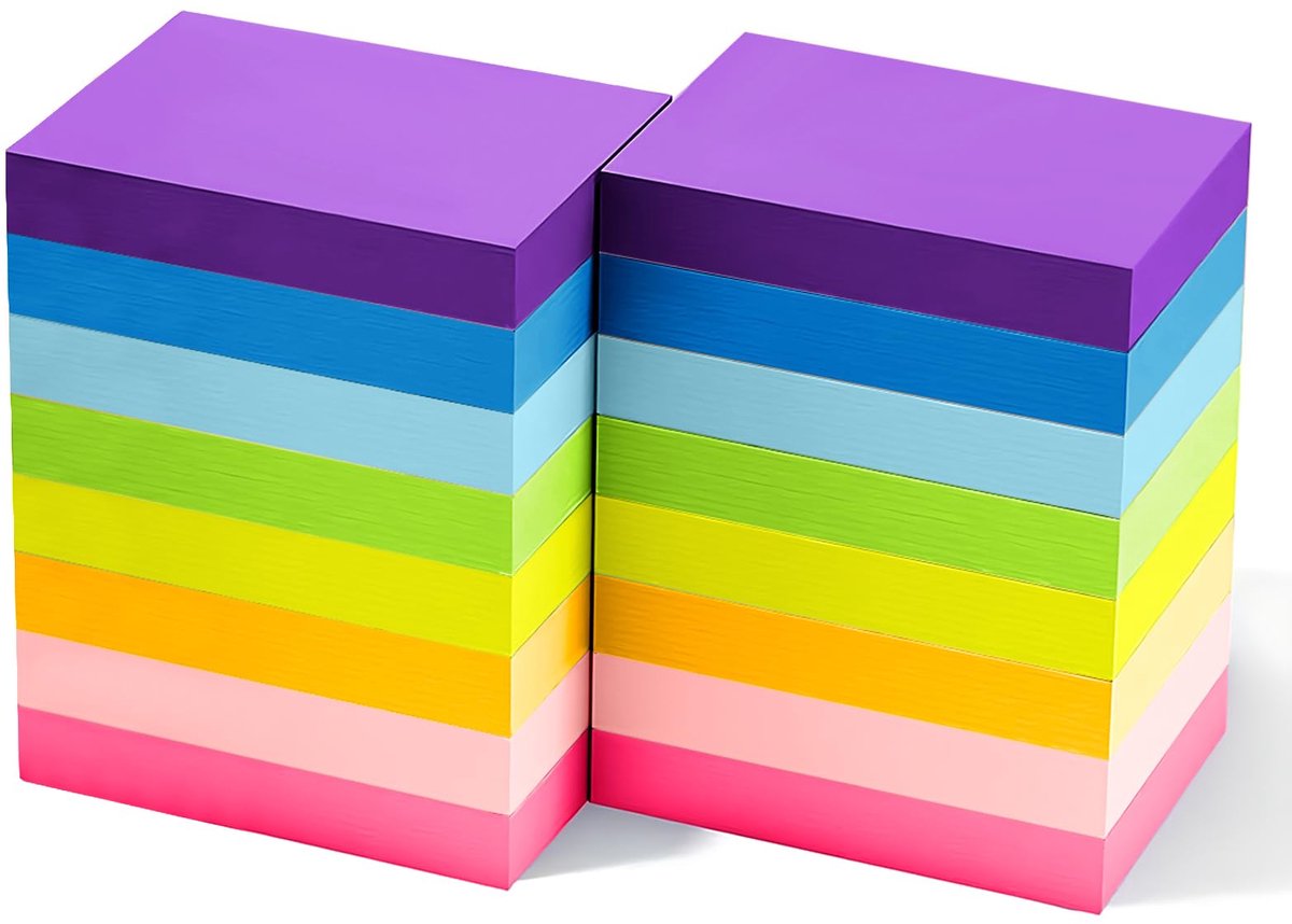 IMPERATORIS® Plakbriefjes - Sticky notes - Memoblaadjes - Index Tabs - Zelfklevend - Ideaal voor Planningsherinneringen, Kantoor, Thuis, School - 1200 Stuks - 8 Kleuren