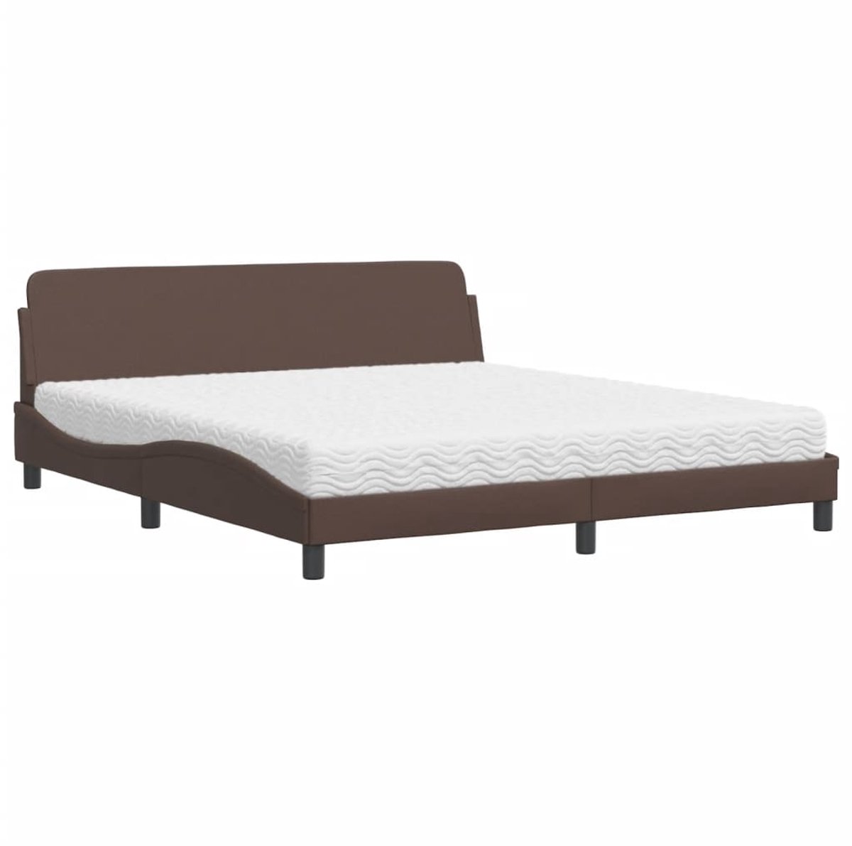 Tweepersoonsbed | Dubbelbed | Volwassenenbed | Bed met matras "Dover" kunstleer bruin 180x200 cm