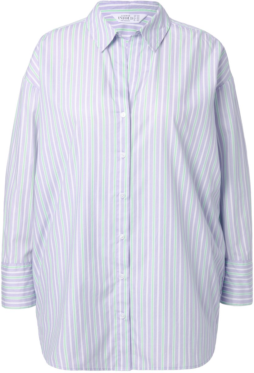 Studio Untold - Dames - Overhemdblouse oversized strepen - Lavendel - Maat 58+