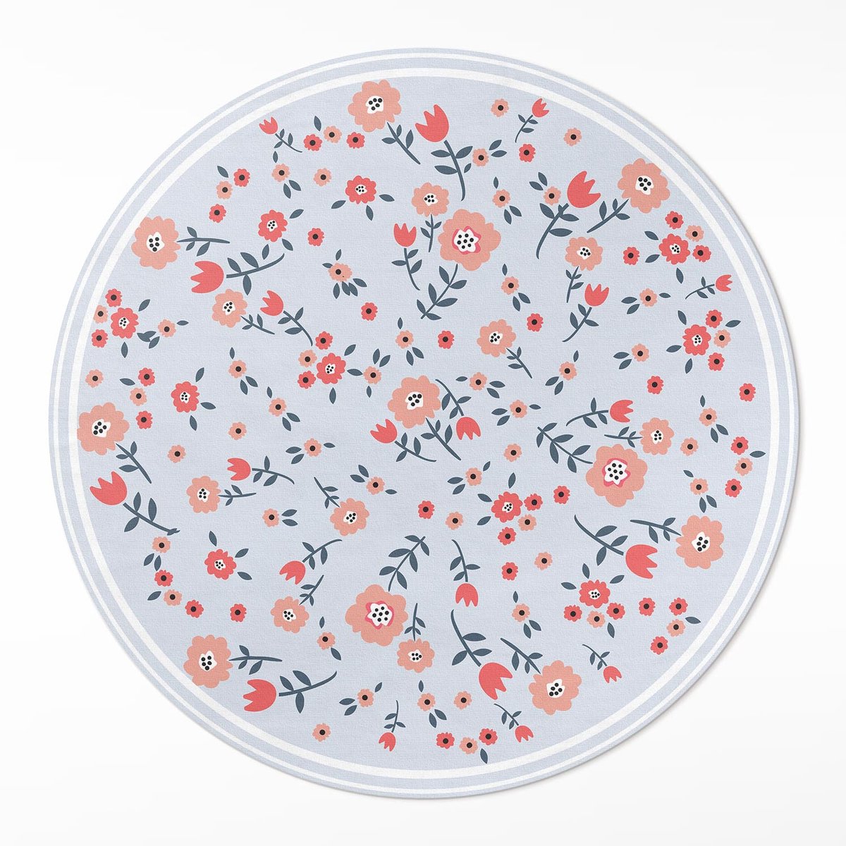 Wallfluent Vinyl Tapijt - Delicate Bloemen In Pastelkleuren Vloerkleed Op Vinyl - 60 cm - Rechthoek Binnen Tapijt - - Blauw Vinylmat - Keukentapijt - Haltapijt