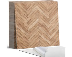 Coloray Plaktegels - Visgraatpatroon Zelfklevende Tegels - 20 cm x 20 cm - Bruin Plaktegels - 20 stuks - Vierkant PVC Tegels - Plaktegels Badkamer - Plaktegels Vloer - Vinyl Tegels - Wandtegel Zelfklevend