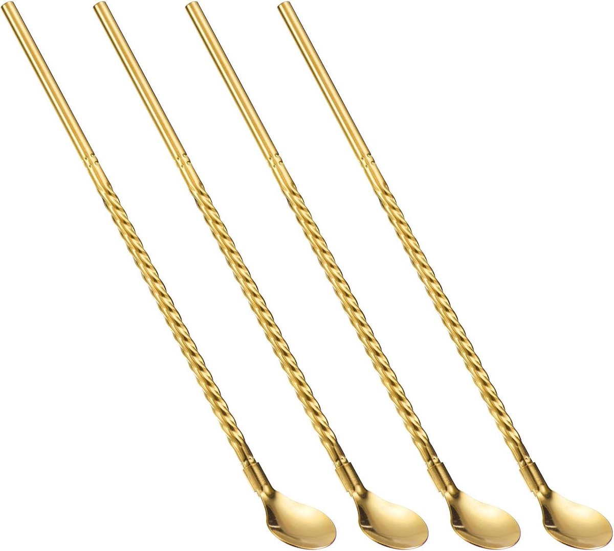 Provento - Herbruikbare roestvrijstalen rietjes, set van 4, 20 cm lang - perfect voor milkshakes, dranken en cocktails in gouden kleur.