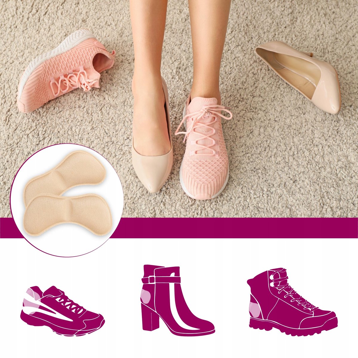 Comfortabele Inlegzolen voor Schoenen - Beige Stof