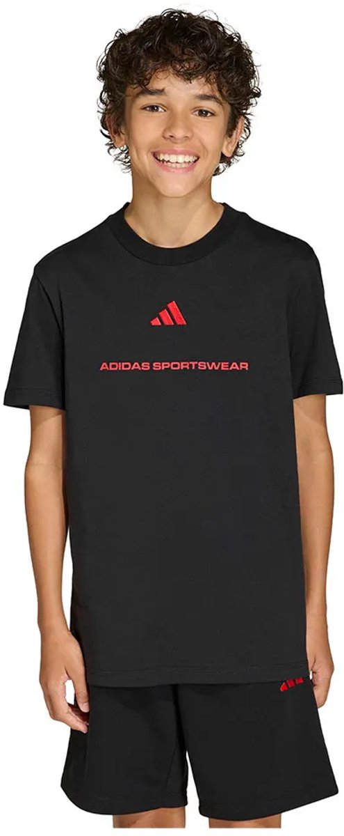 Adidas Slogan Single Jersey T-shirt Met Korte Mouwen 7-8 Years Jongen Zwart
