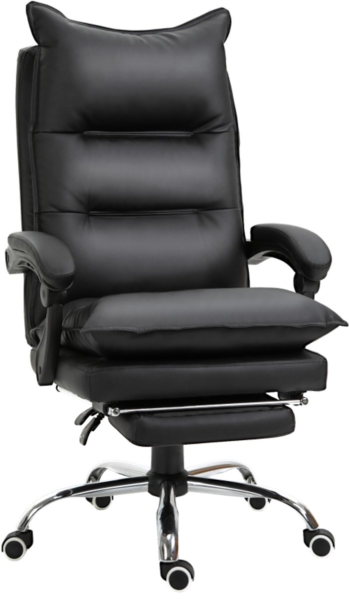 OKWISH Vergaderstoelen - Ergonomische Bureaustoel Met Voetsteun - 360° Draaibaar, Verstelbare Hoogte Voor Thuiswerk - 66×72×130 cm - Ledervezelstof - Zwart