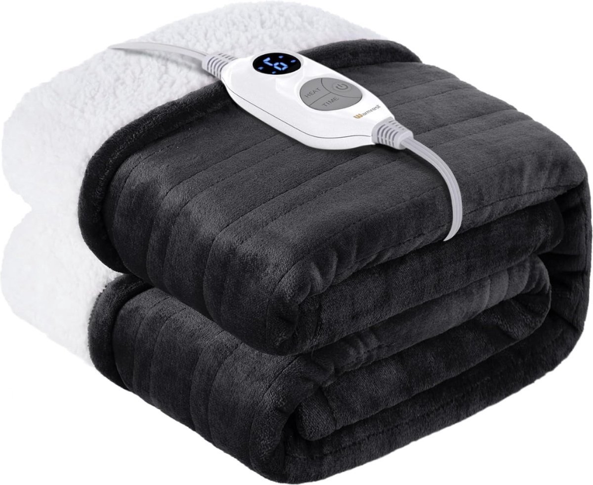 VIN® Infrarood Deken - 25°C t/m 53°C - Elektrische Deken – Warmtedeken - Infrarood Deken Fibromyalgie - 180L x 130B – Infrarood Sauna – Infraroodtherapie – Pijnverlichting - Zwart