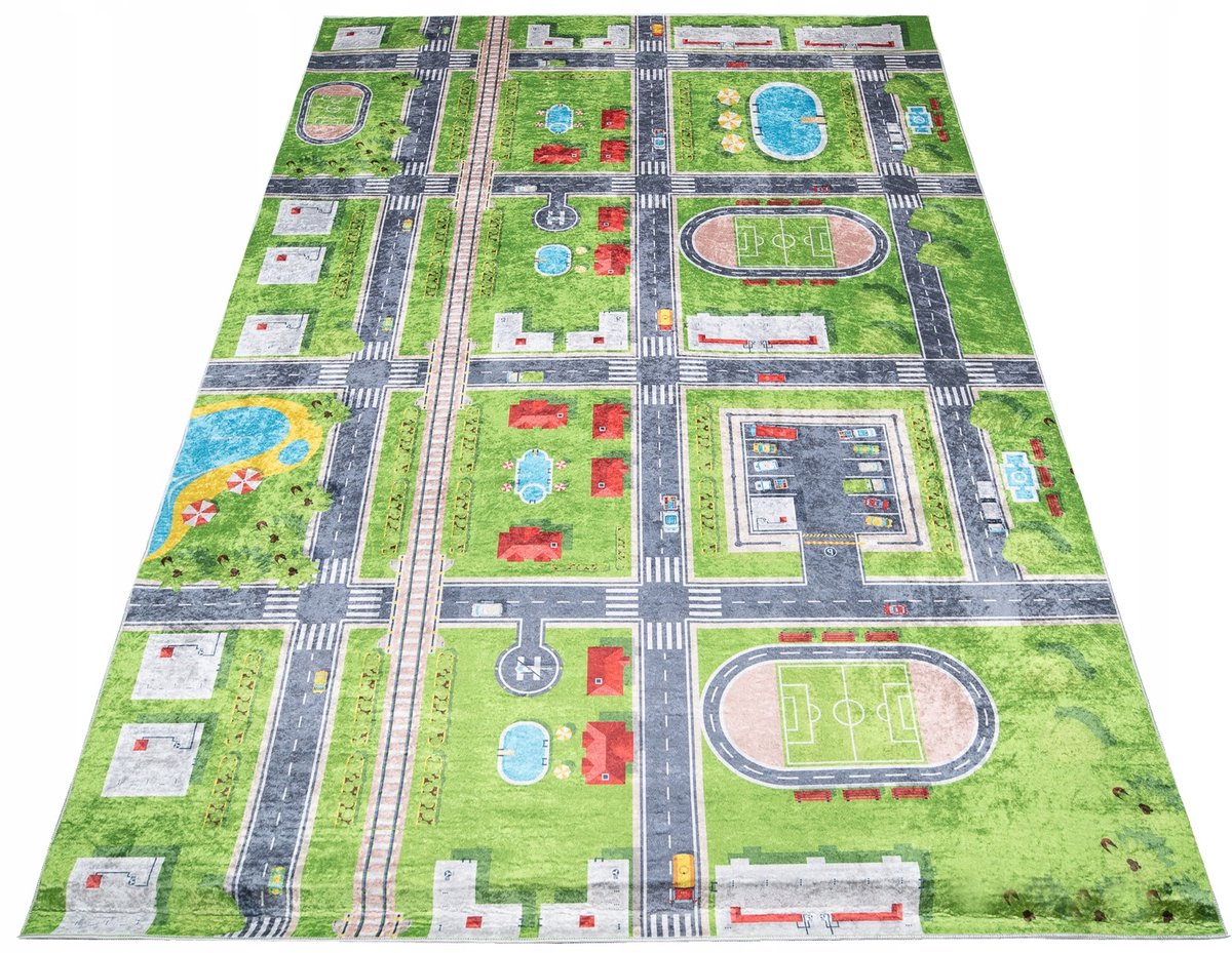Kleed Kinderkamer 80x150cm - Kleurrijk Straat & Stadion Design