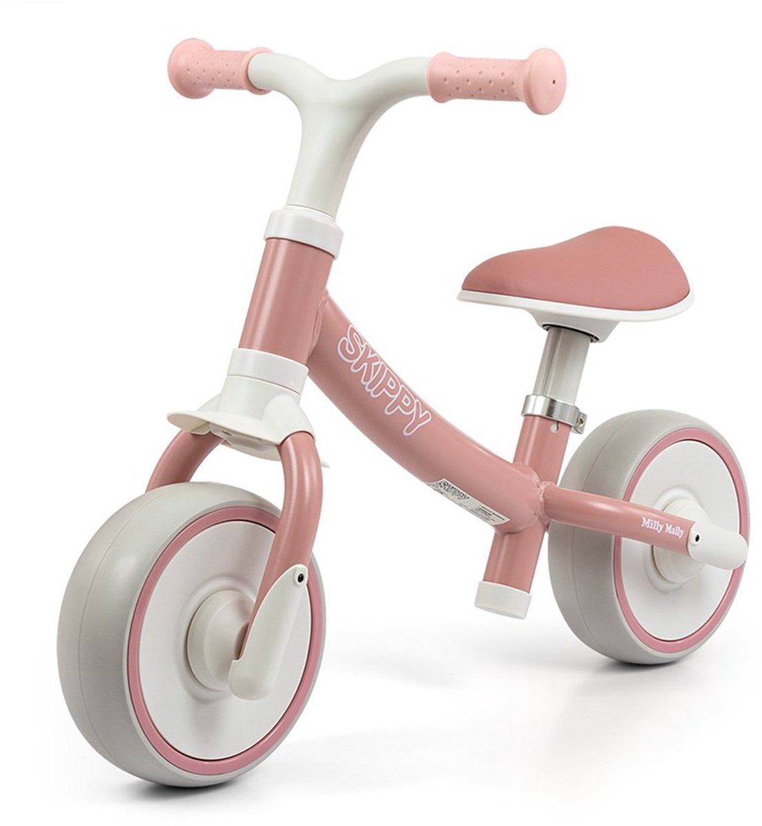 Milly Mally Skippy roze loopfiets EVA wielen - Kinderloopfiets