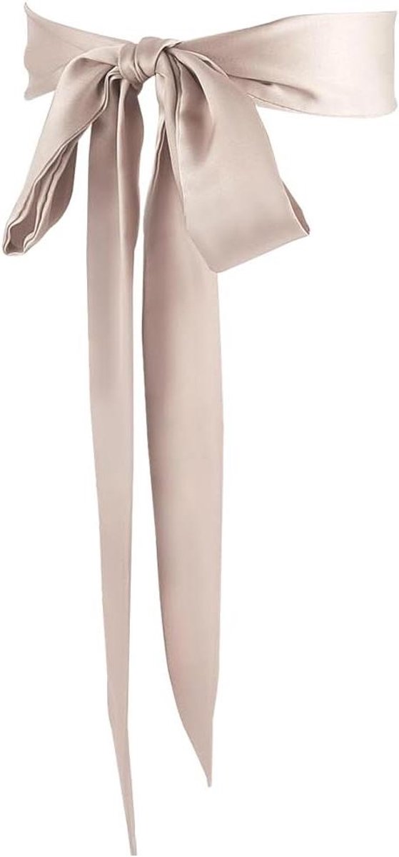 CSGoods - Dunne Chiffon zijde sjaal in lichtbruin voor vrouwen en meisjes - 1.9m lang - Skinny neck tie lint - Halsdoek - Taille riem - Kleding decoratie - Bruiloft