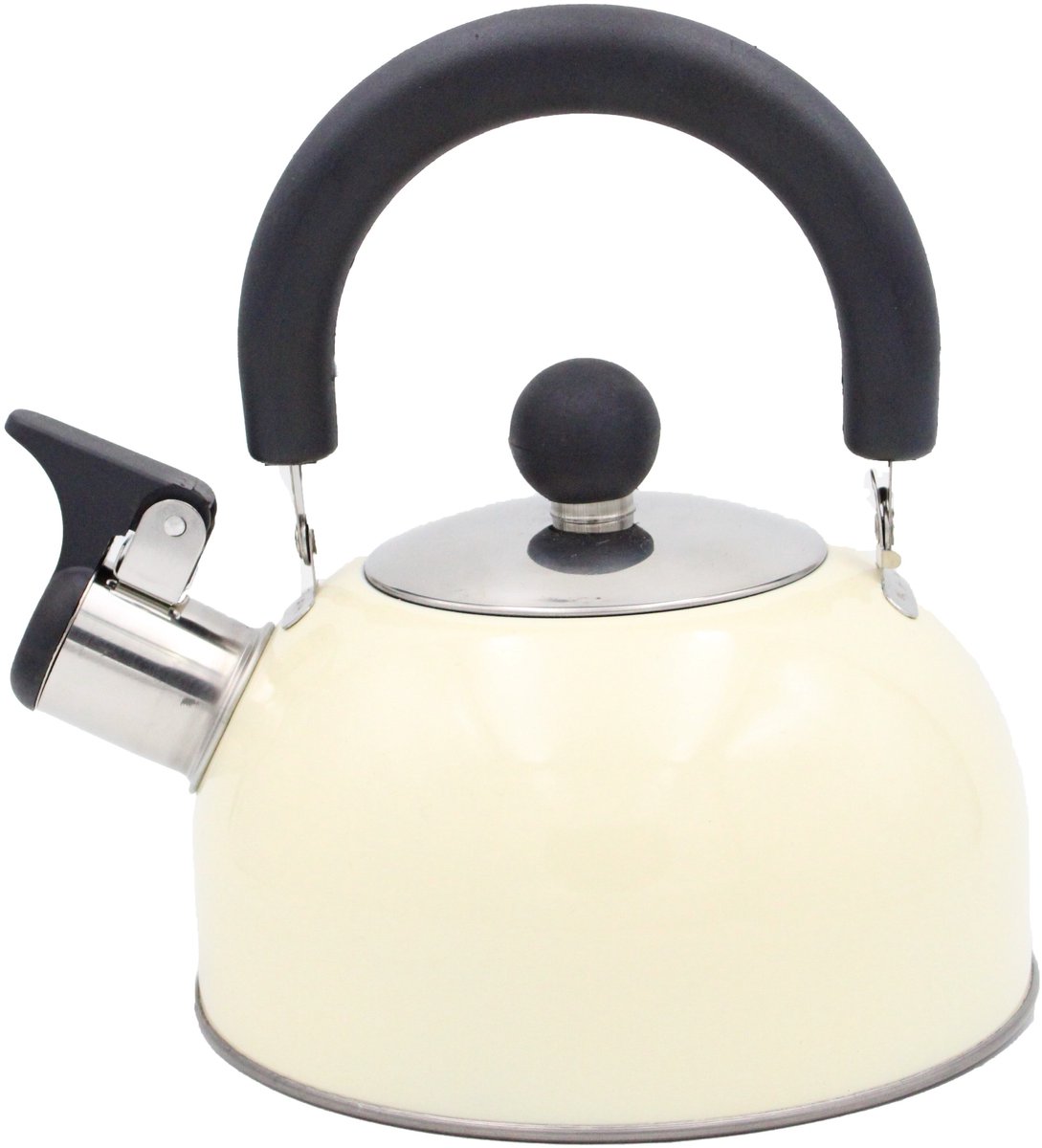 Compacte Fluitketel 1,5L Gas & Inductie – Opvouwbaar handvat, Crèmekleur