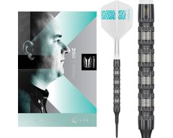 Target Darts Rob Cross 95K Soft Tip Dartpijlen - 95% Wolfraam - 18 Gram - Zwarte Pixel Tips - Swiss Point Conversie - K-Flex Flight Systeem - Professionele Dartset - 48mm Barrel