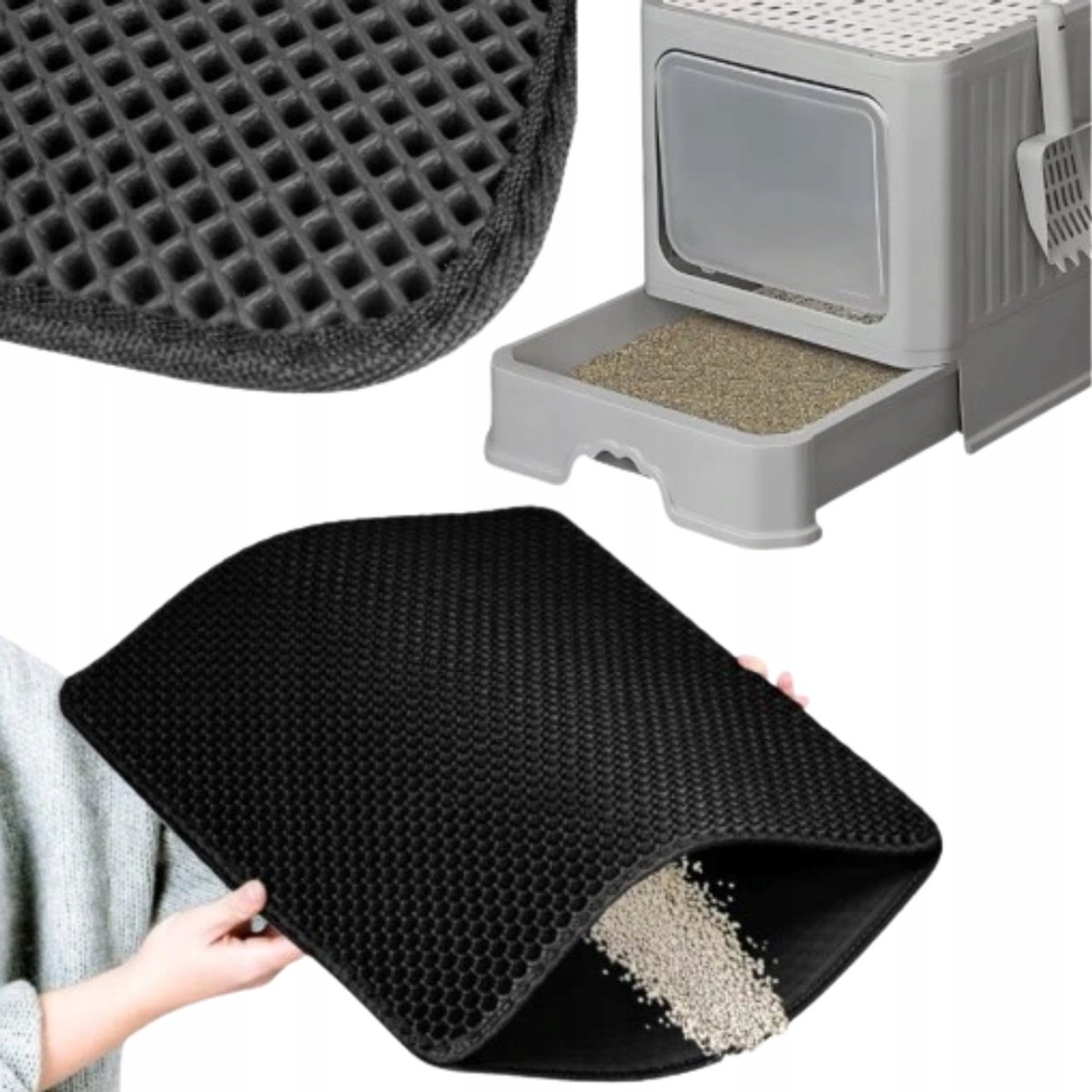 Kattenbakmat 50×40 cm – Dubbellaags Anti-strooi Grit Opvangmat