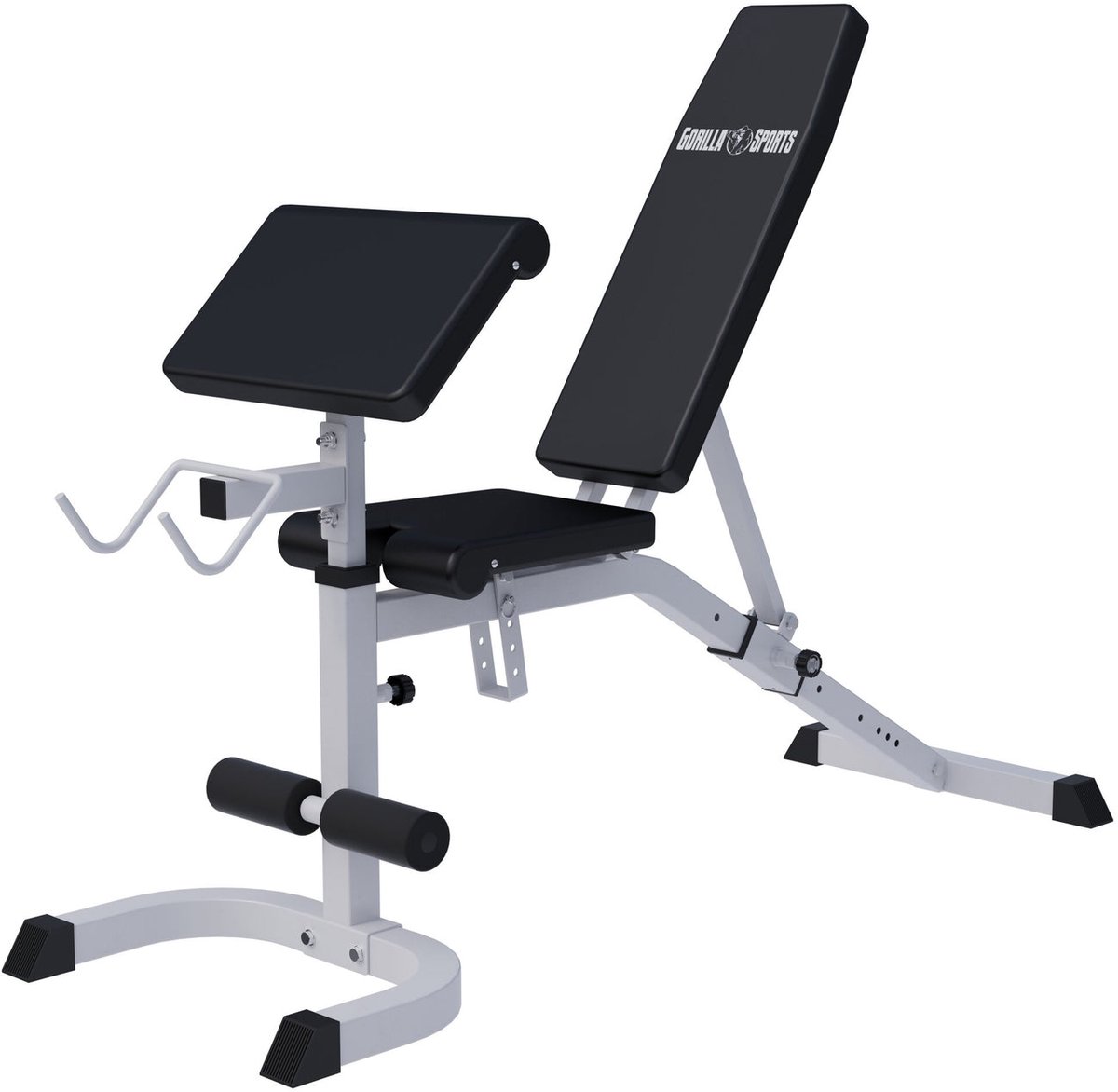 Gorilla Sports Fitnessbank - Wit - Curlrack - Verstelbaar - Belastbaar tot 250 kg
