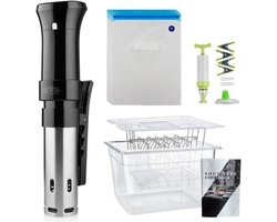Sous Vide - Complete Set - Sous Vide Stick - met Kookboek - Vacuumzakken - 1100W - 12 Liter - BPA-vrij - Sous Vide Waterbak - Zwart - van Nimma