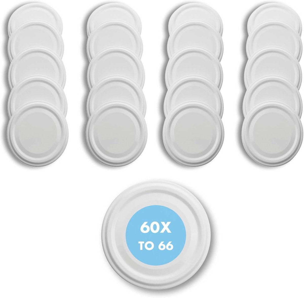 60 Stuks Twist-Off Deksel 66mm Veelkleurig voor Bewaar- en Inmaakpotten