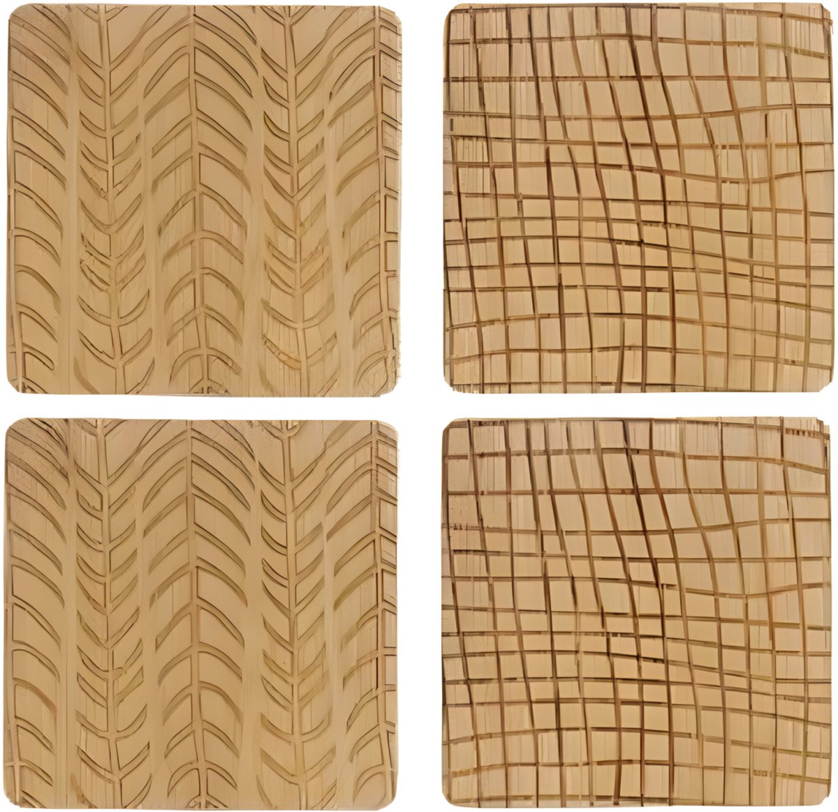 Items Glazenonderzetter - bamboe - vierkant - 4x stuks - onderleggers voor glazen