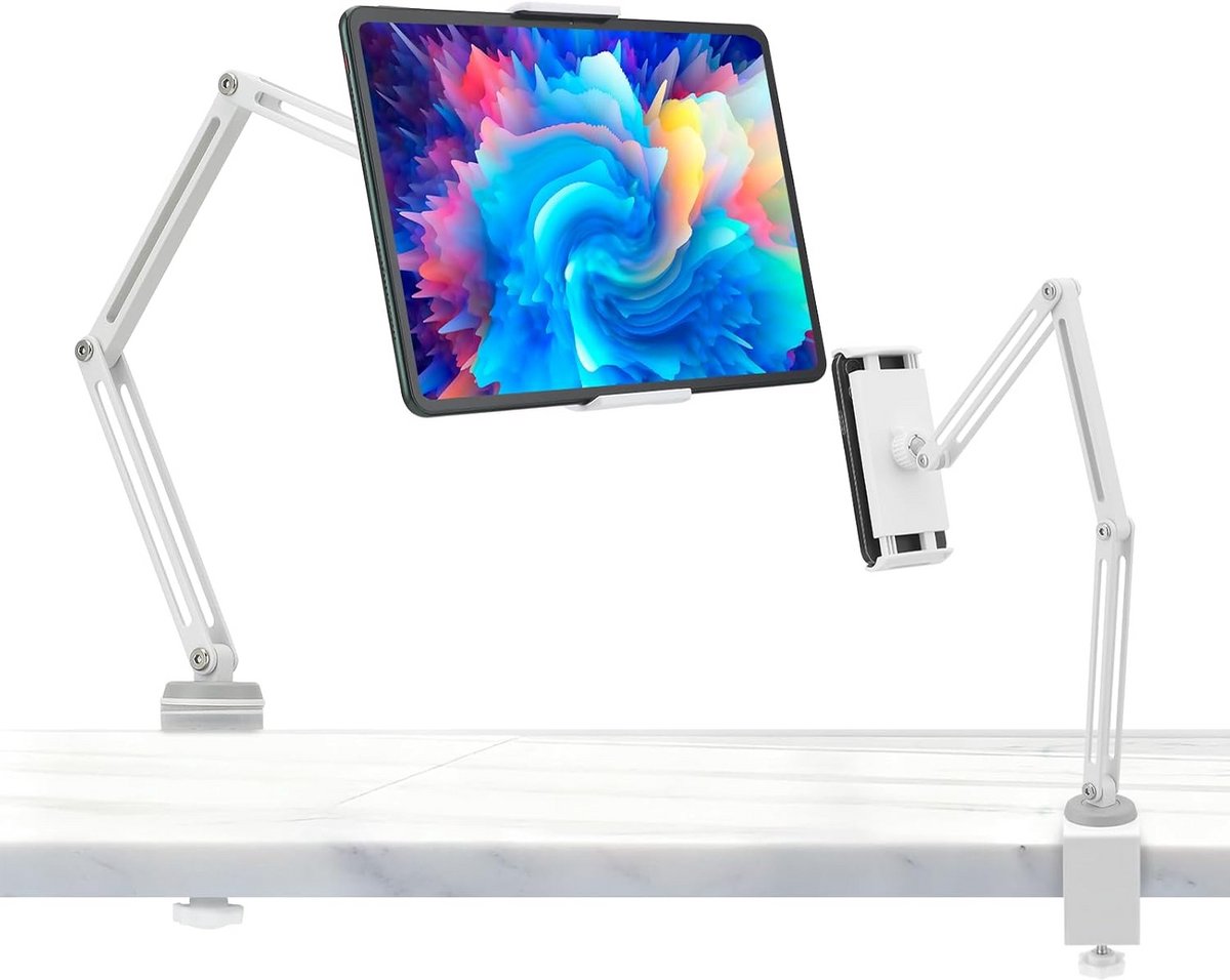 Verstelbare Tabletstandaard voor iPad en E-reader | 360° Draaibaar en Zwenkarm