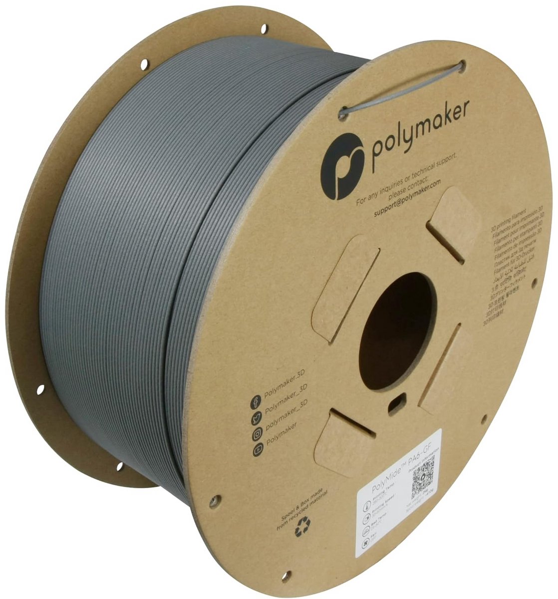 Glasvezel Versterkt Nylon 6 Filament 1.75mm 2kg Grijs voor 3D Printer