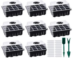 8pcs Indoor Greenhouse Grow Box - Seeds Starter Tray - 96 Cell Mini Greenhouse Grow Kit - Starter Tablets - Mini Propagator voor Seedling Planten - Tuinieren Accessoires