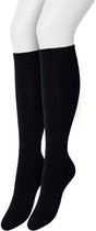 Bonnie Doon Dames Kniekousen Zwart maat 39/42 - 2 paar - Knie Kousen - 2-pack - Multipack - Uitstekend draagcomfort - Cotton Knee High - Zakt niet af - Effen - OEKO-TEX - Black - OL834302.101