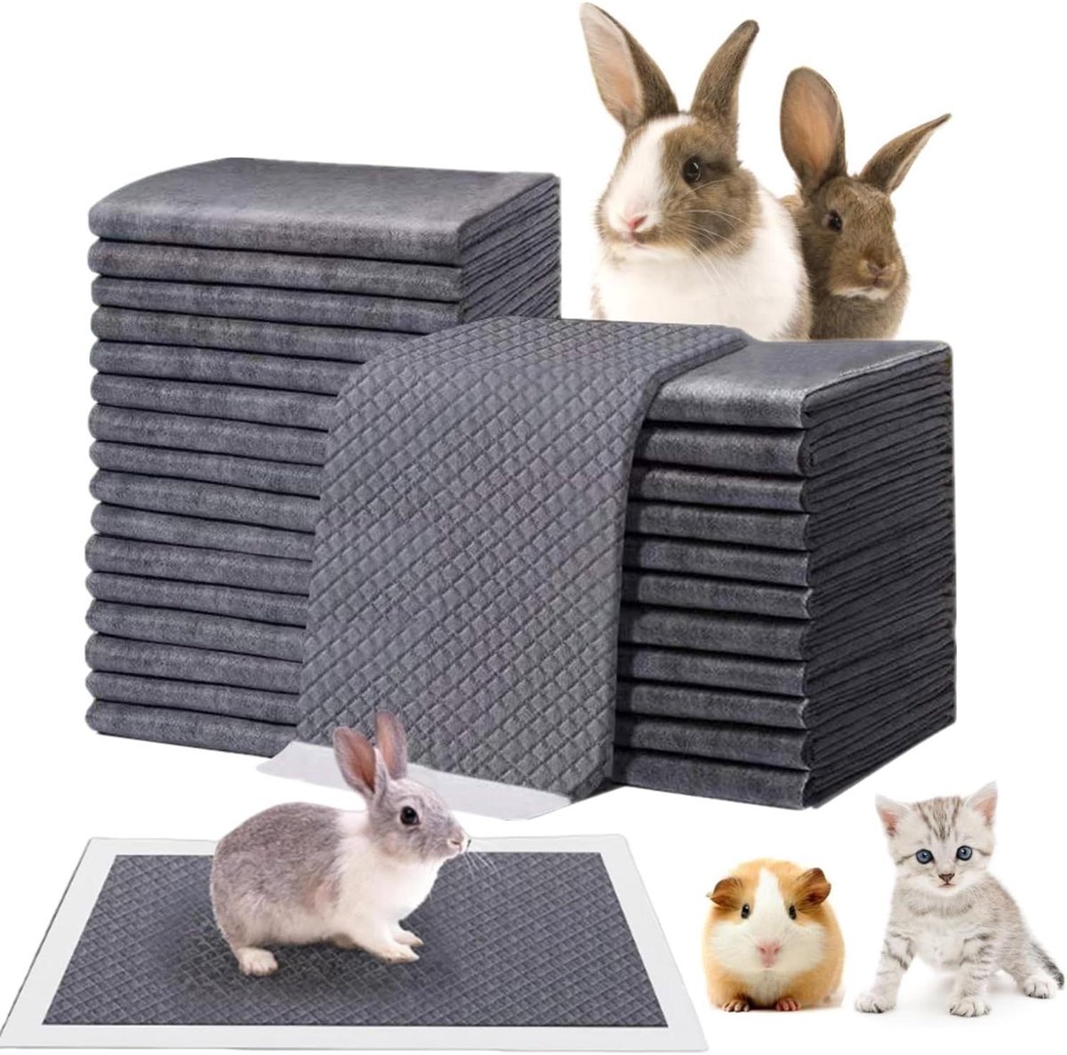 Caviakooi - Inlegvellen - Waterdicht - Absorberend - Onderleggers - Kleine Dieren - Actieve Kool - Onderhoud - 100 Stuks - 33x45 cm