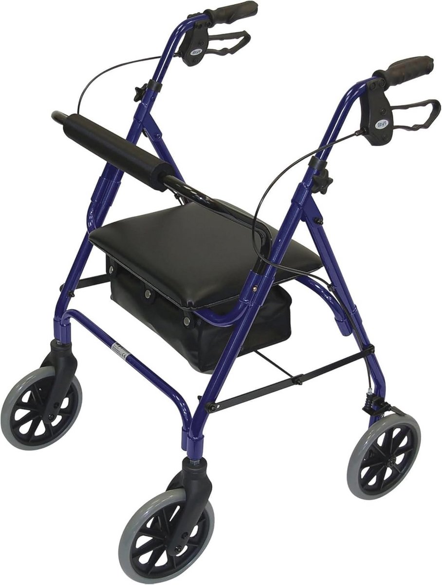 Lichte opvouwbare wandelwalker met vier wielen, zitting en ergonomische handgrepen