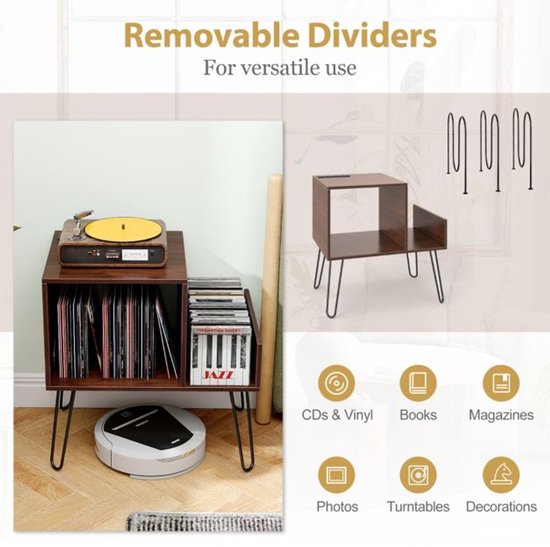 Platenspelermeubel - LP-kast - Platenspelerkast - Draaitafelstandaard - Platenspelerstandaard - Vintage Displayplank - Bruin — afbeelding 5