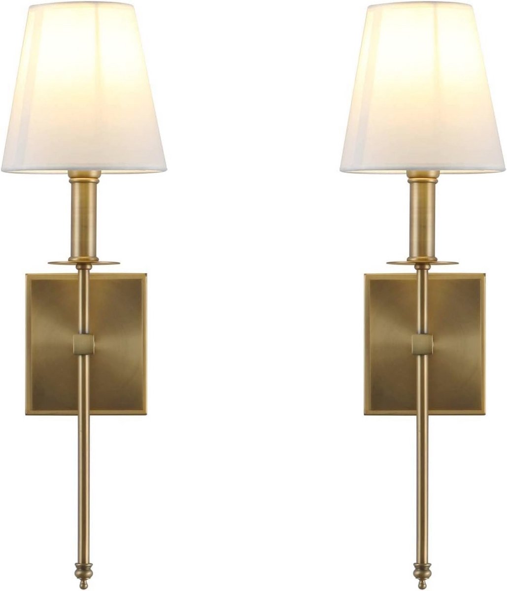 Dimbare Batterij Aangedreven Wandlamp Set van 2 met Afstandsbediening - Eenvoudig te Installeren Wandkandelaars voor Slaapkamer en Leeslamp