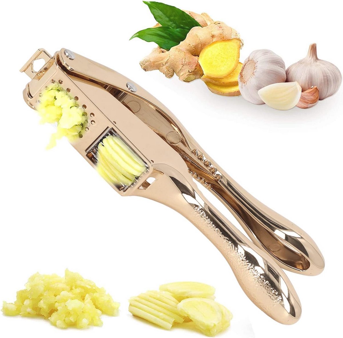 Multifunctionele Knoflookpers 3 in 1 - Aluminium Knoflookmolen voor Keuken