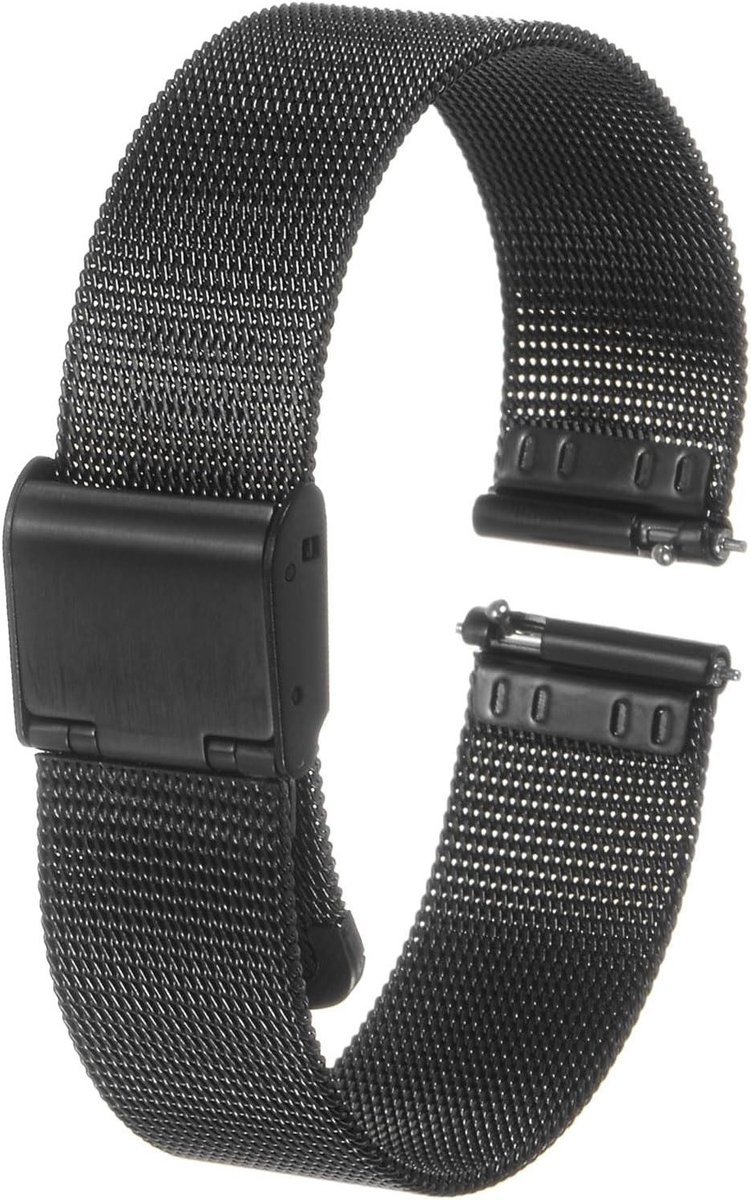 Horlogebandje - metaal - roestvrij staal - mesh - gesp - snelsluiting - verstelbaar - vintage - reservearmband - smartwatch - universeel - elegant - dames - heren - 12 mm - kleur Zilver.