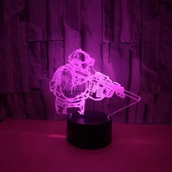 3D Illusie Soldaat Nachtlampje LED met 7 Kleuren Touch USB Bureaulamp Cadeau — afbeelding 3