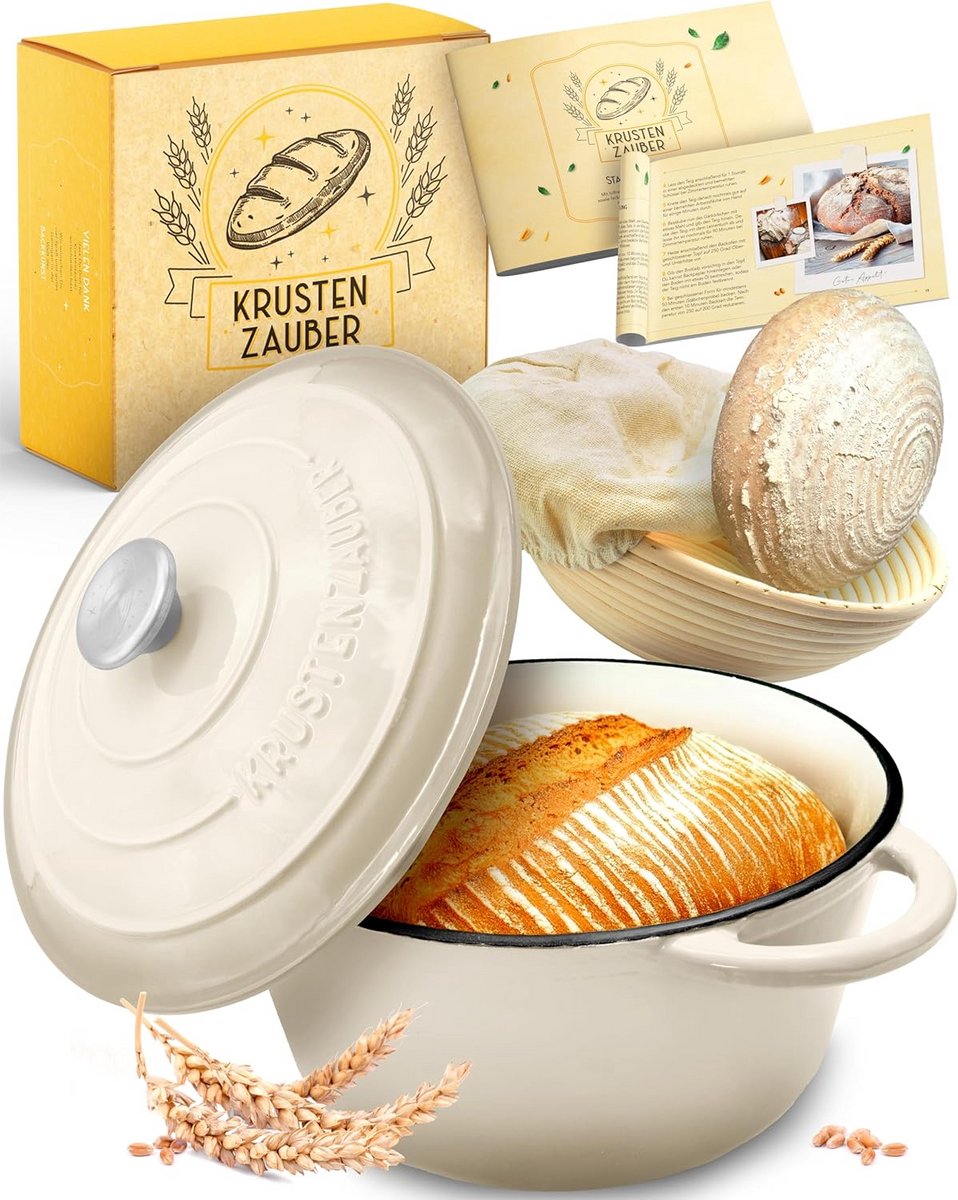 Gietijzeren Pan voor Brood Bakken met Gistmand en Accessoires - 26 cm