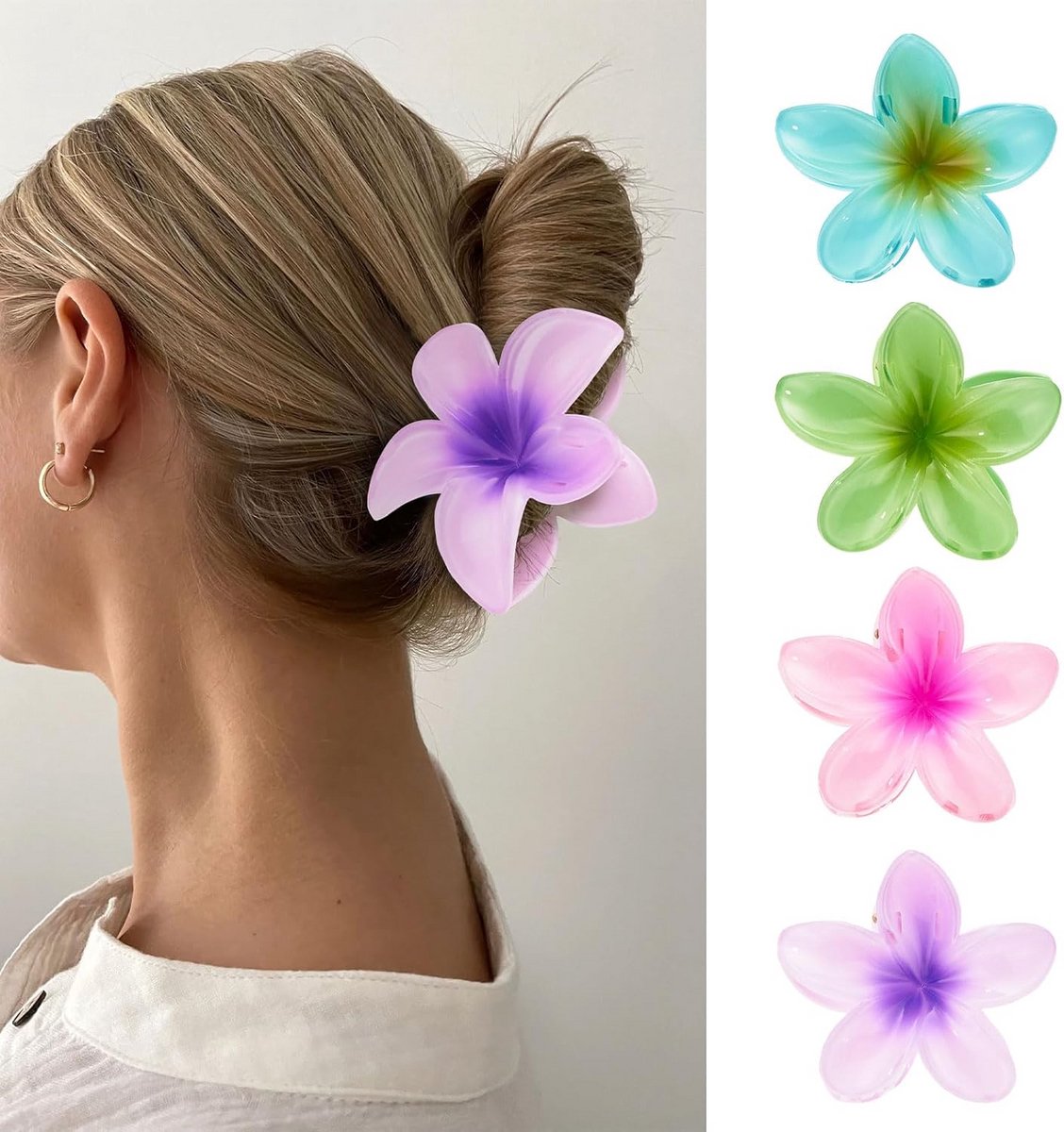 Set van 4 Grote Haarspeld Klauwclips met Sterke Klem voor Dik Haar