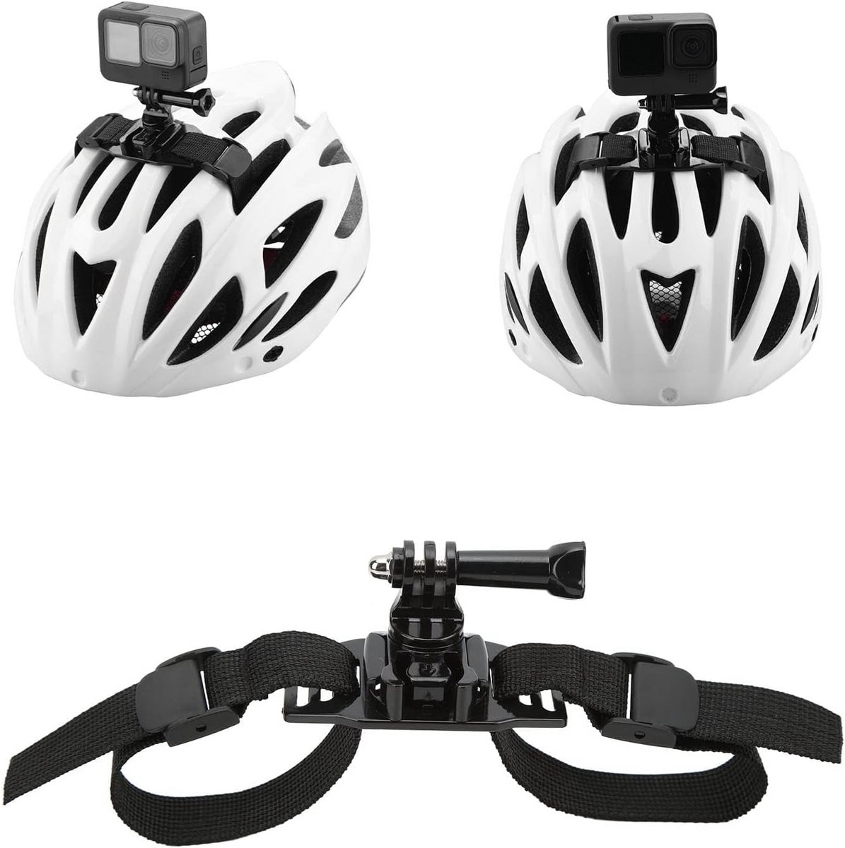 Ventilatie Fietshelm Mount Set voor Actiecamera - Universele Verstelbare Strap & Adapter