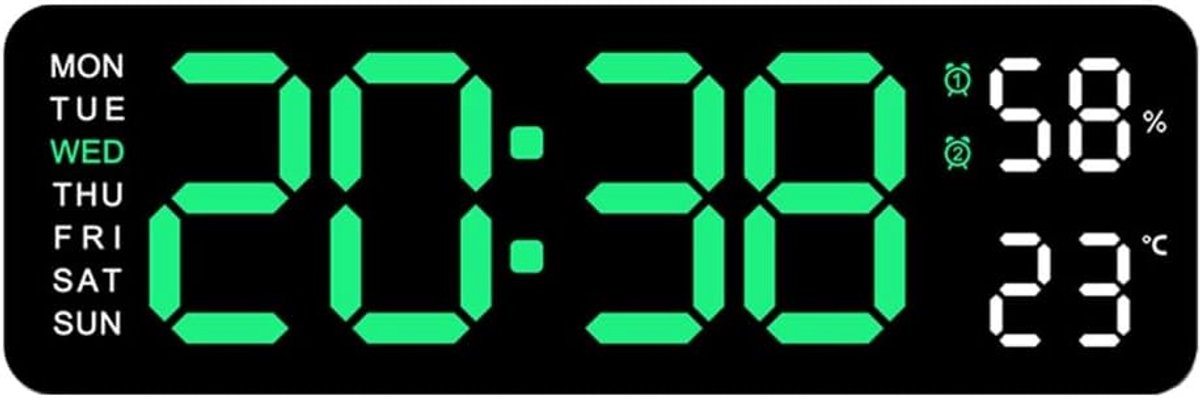 Grote Digitale LED Wandklok met Datum en Temperatuurdisplay