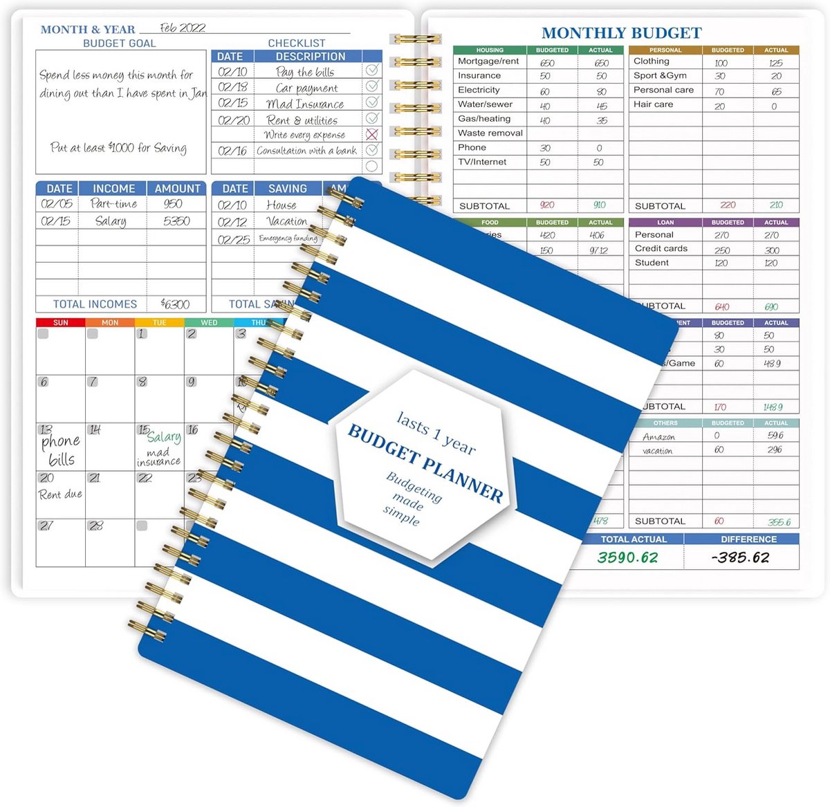 Maandelijkse Budgetplanner en Uitgaven Tracker in A5 Formaat