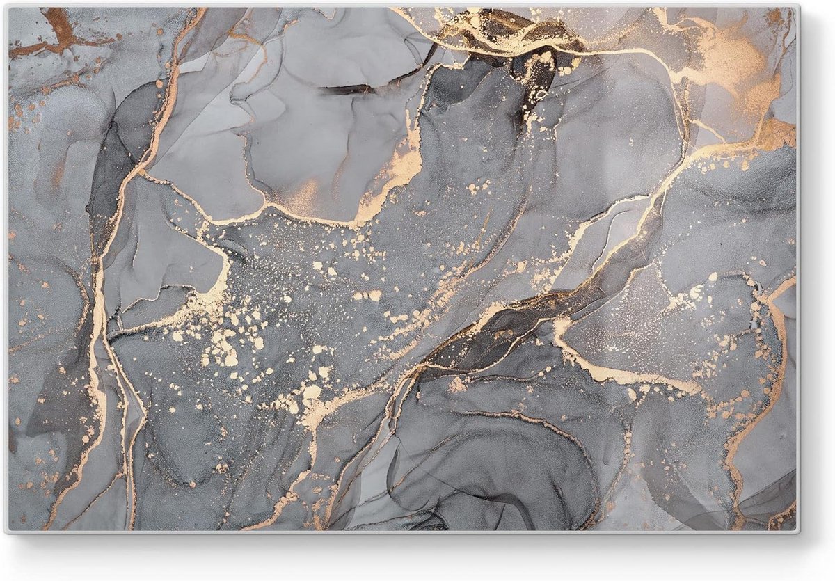 Groot Glazen Snijplank Marmer Design 30x20 cm - Serveerplank en Ontbijtplank
