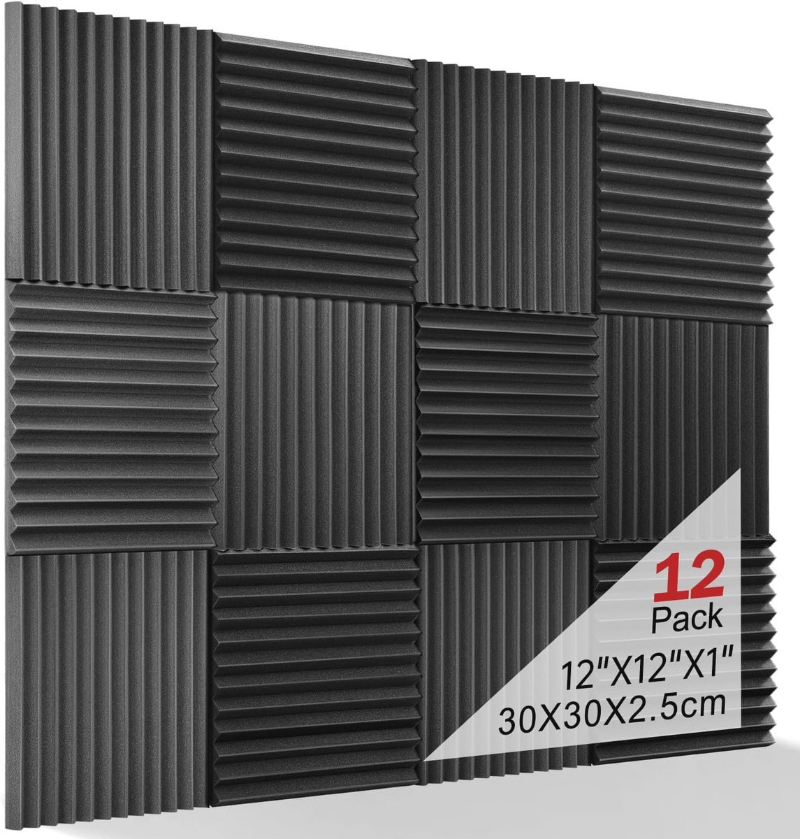 Geluiddempende Acoustic Foam - 24 Stuks Zwarte Akoestische Schuim voor Podcasts en Opnames