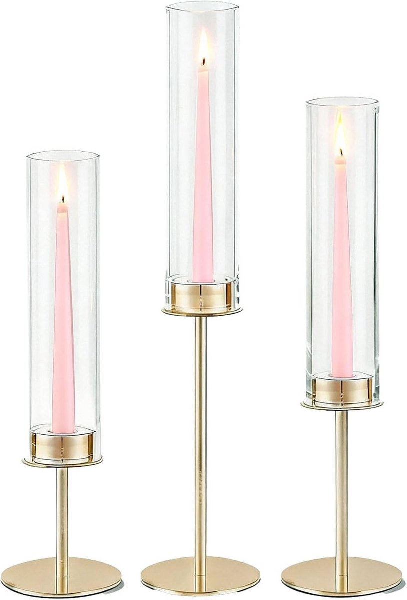 Set van 3 Hoge Windlicht Kandelaars - Tafeldecoratie