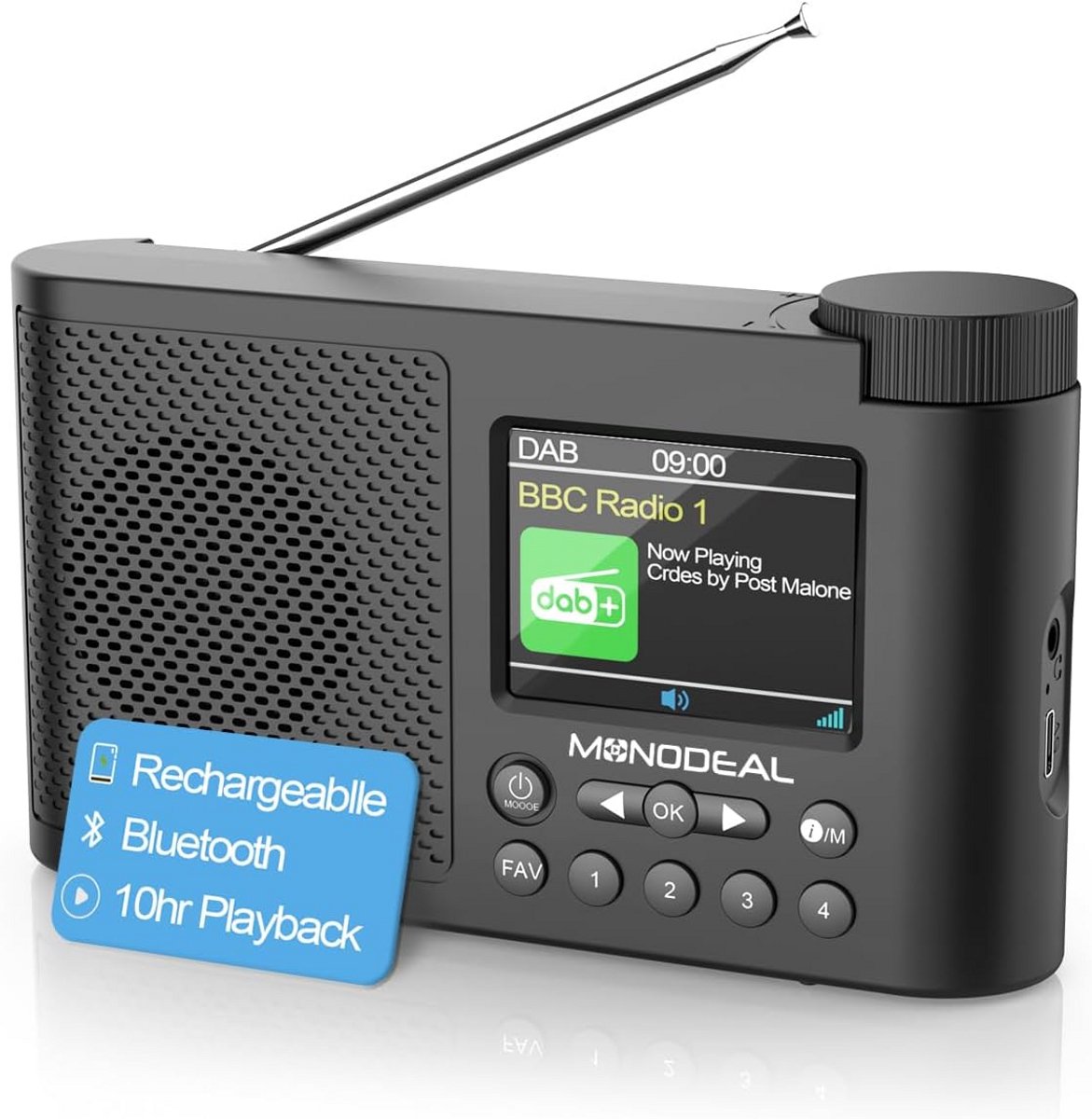 DAB+ Radio met Bluetooth en Oplaadbare Keukenradio met Wekkerfunctie