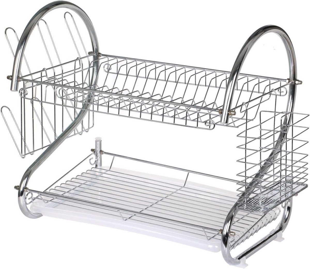 2-Laags Keukenrek Chroom - Droogrek voor Borden, Bestek en Glazen - Compact & RVS