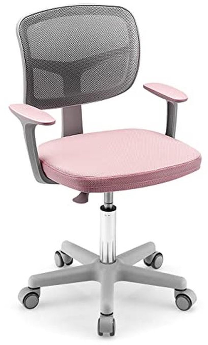 Ergonomische Kinder Bureaustoel met Armleuningen en Wieltjes - Verstelbare Draaistoel voor Kinderen tot 150 kg