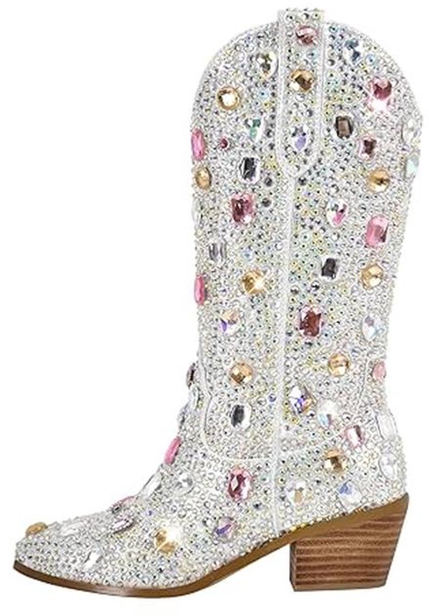 Glanzende Cowboy Boots voor Dames - Western Enkellaarzen met Trechterhak en Glitter