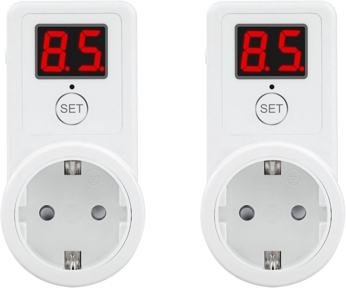 2 Stuks Digitale Countdown Timer Socket EU Stekker - Instelbaar 10 Min tot 9 Uur 50 Min