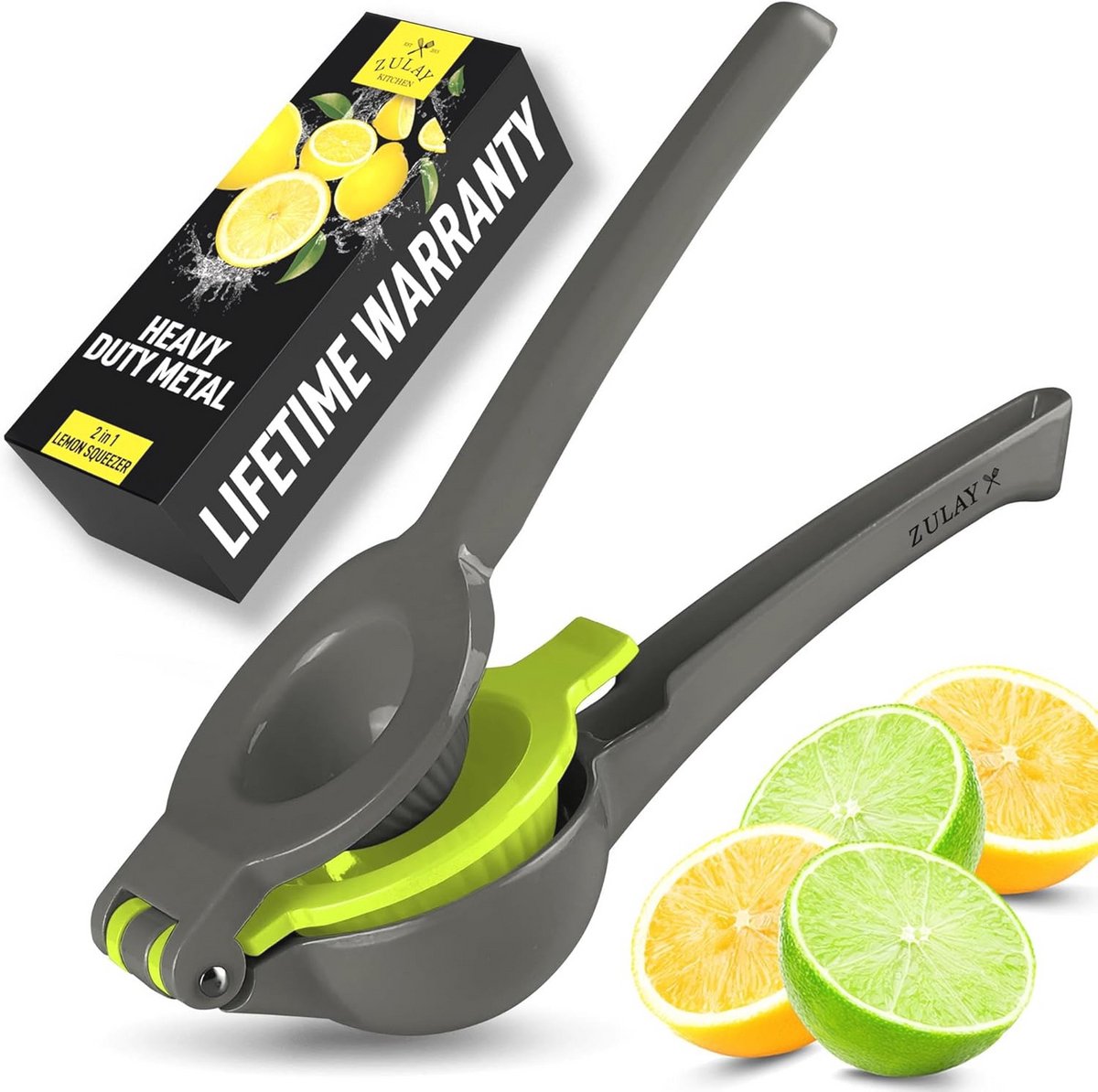 Metalen 2-in-1 Citroen en Limoenpers - Handcitruspers voor Maximale Extractie