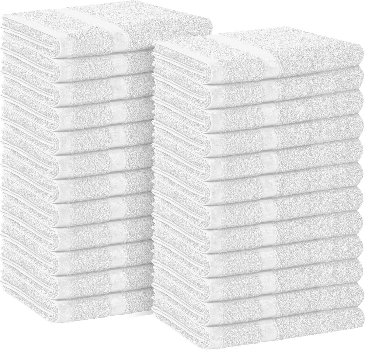 Grote Set Witte Katoenen Handdoeken 24 Stuks - Absorberend voor Salon, Spa en Gym