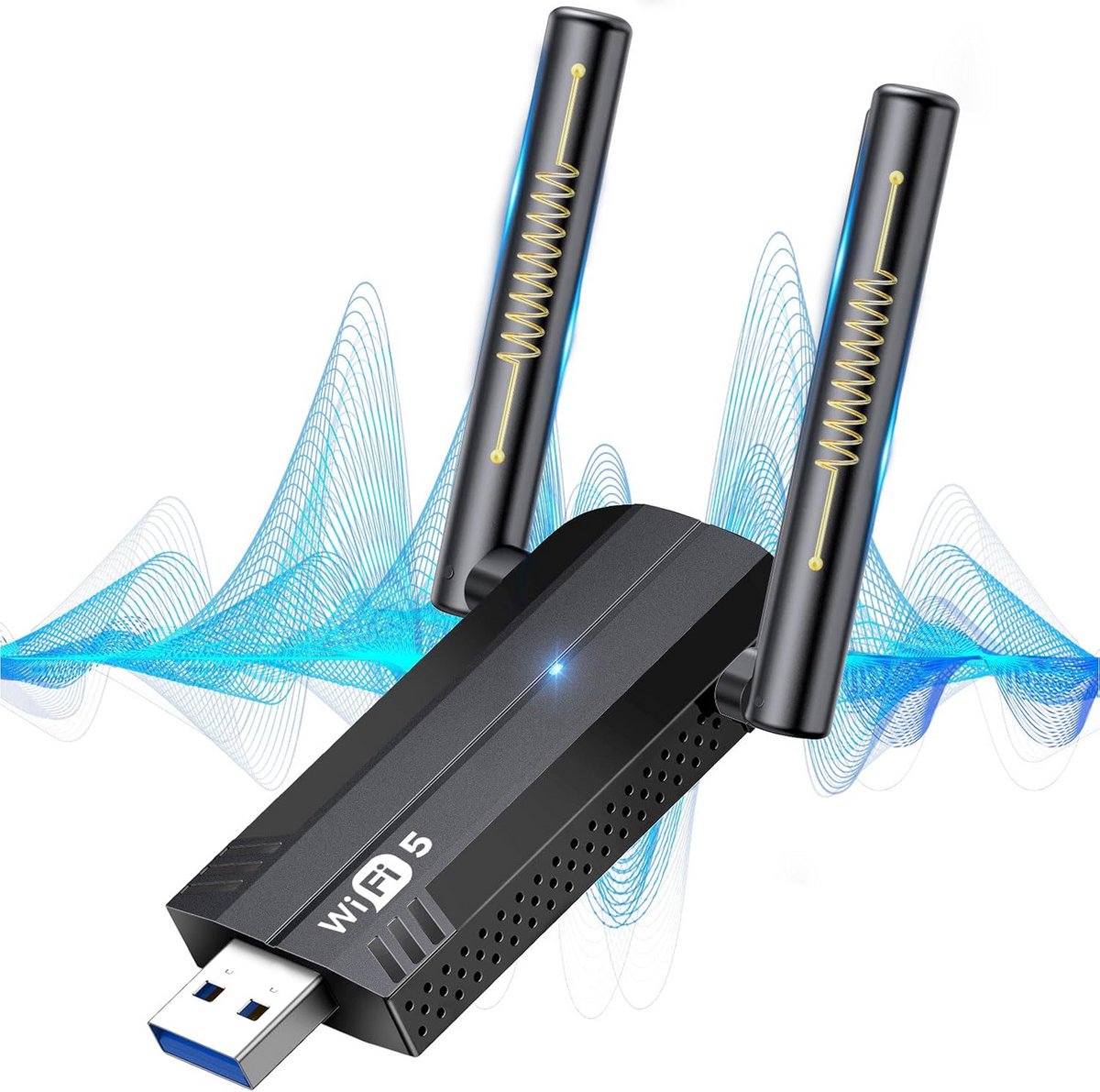 Snelle 1300Mbps USB 3.0 Dual Band WiFi Adapter met 5dBi Antenne voor PC en Laptop