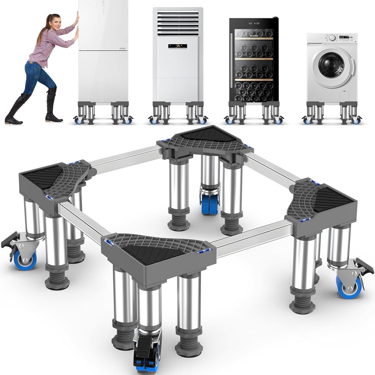 Verrijdbaar Onderstel voor Wasmachine en Droger - Verstelbaar en Stabiel